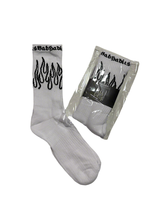 Female white “Blazin Hot” socks