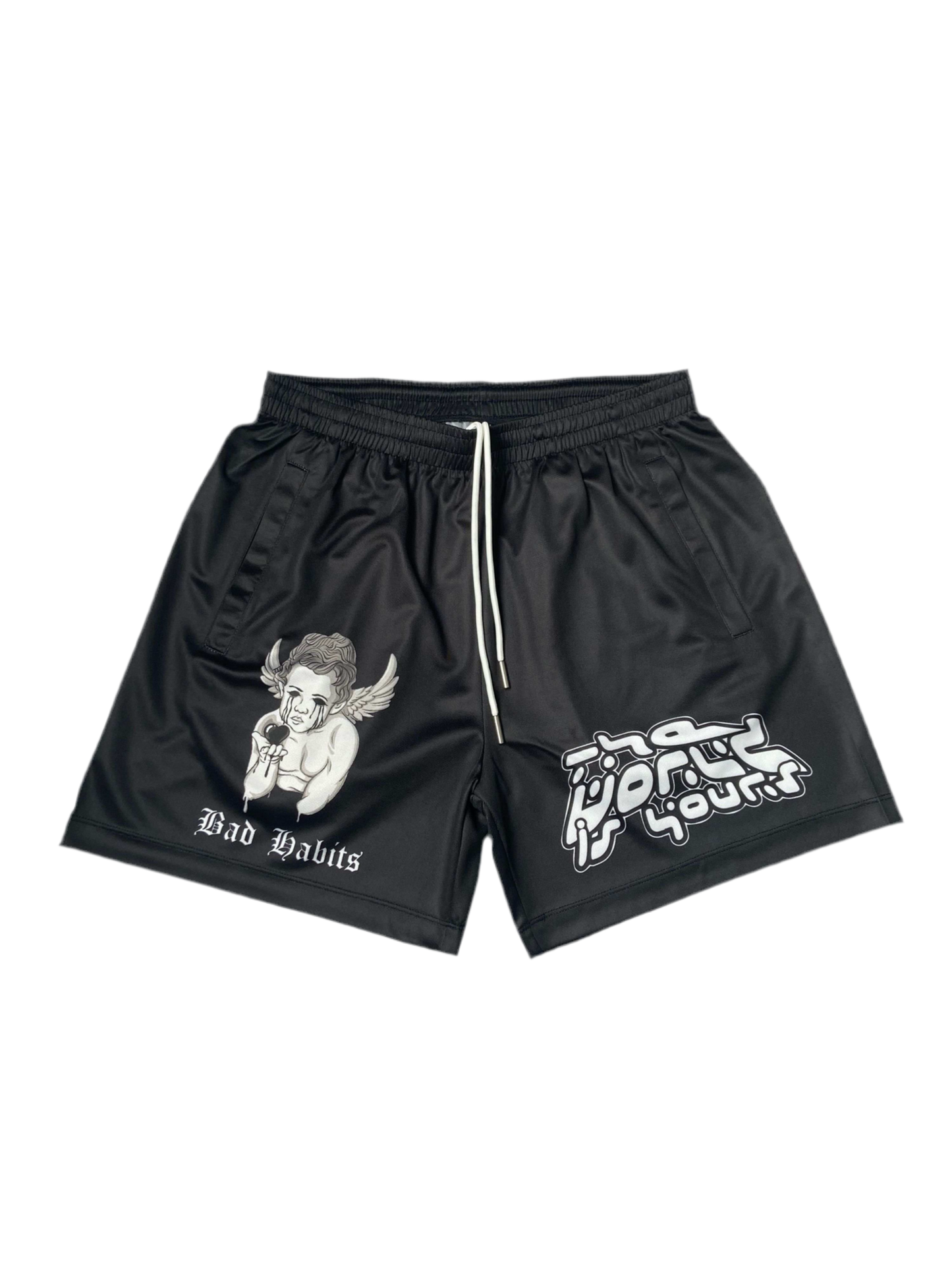 “TWISY” Black Mesh Shorts