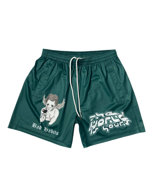 “TWISY” Mesh Shorts Green